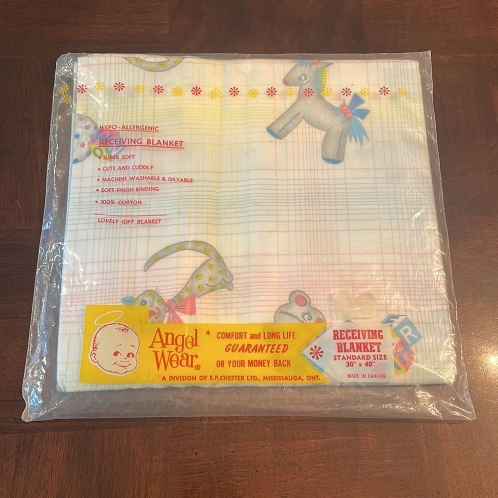 Vintage Flannel Baby Receiving Blanket